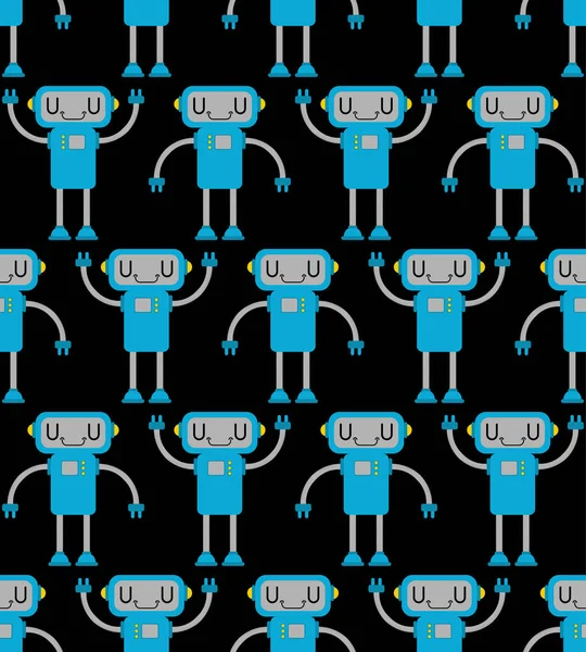 Робот Рисунок Бесшовный Киборг Цифровые Технологии Украшения Игрушки Векторная Иллюстрация — стоковый вектор