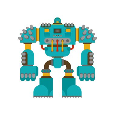 Robot savaşı izole. Cyborg savaşçı gelecek. Vektör illustratio