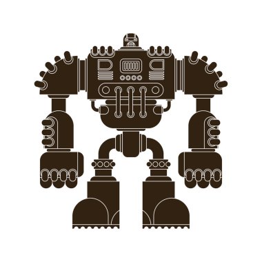 Robot izole. Savaş Cyborg savaşçı gelecek. Vektör illustratio