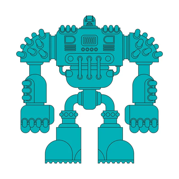 Robot Batalla Aislado Ciborg Futuro Guerrero Ilustración Del Vector — Vector de stock