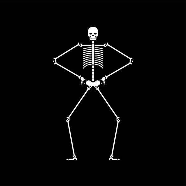 Танец скелета изолирован. Танцы черепа и костей. Векторная иллюстрация
