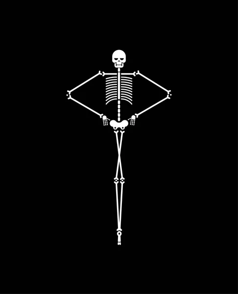 Skelettballerina Isoliert Totenkopf Knochen Ballett Halloween Vektorillustration — Stockvektor