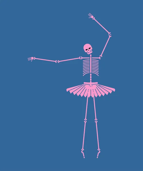 Bailarina Esqueleto Isolado Caveira Ossos Ballet Halloween Vector Ilustração — Vetor de Stock