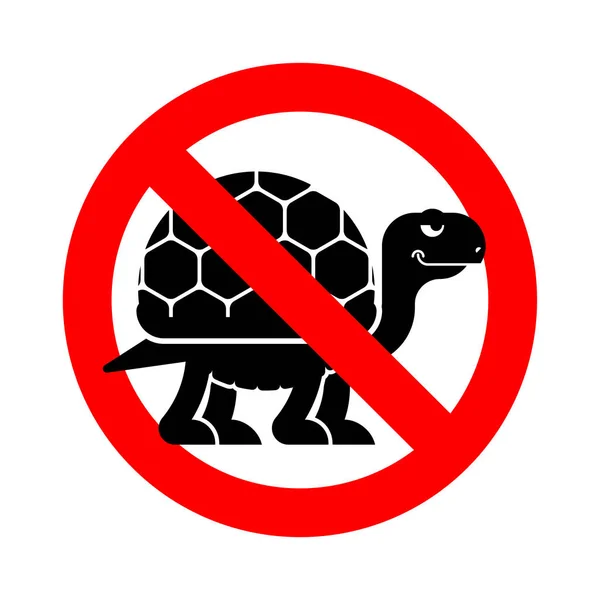 Přestaňte Želvu Zakázáno Červené Dopravní Značkou Zakázat Želva Vektorové Ilustrace — Stockový vektor