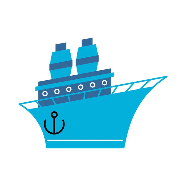 Stoomboot Cartoon Stijl Schip Vectorillustratie Blauwe Boa — Stockvector