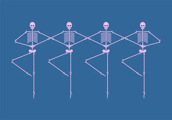 Skelettballerina Isoliert Totenkopf Knochen Ballett Halloween Vektorillustration — Stockvektor