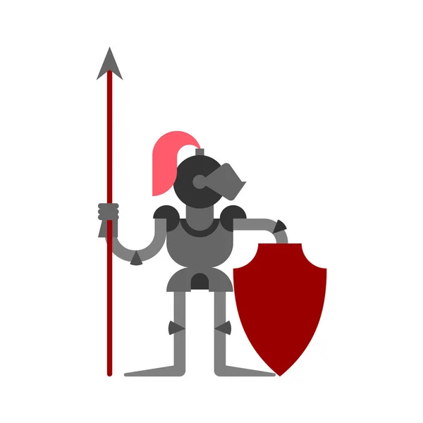 Caballero Aislado Guerrero Armadura Soldado Medieval Vector Ilustración — Vector de stock