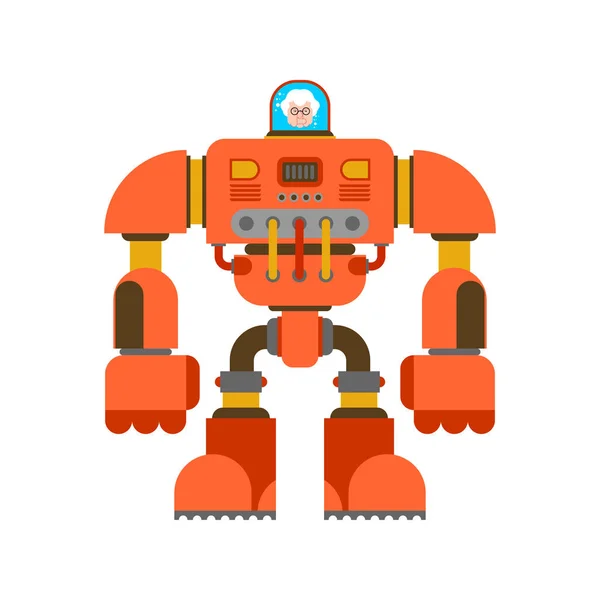 Roboter Exoskelett Großmutter Oma Cyborg Krieger Zukunft Vektor Illustratio — Stockvektor