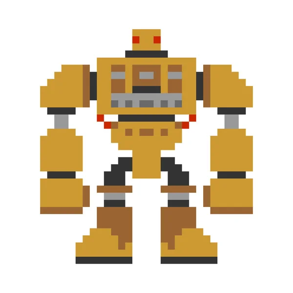 Robot Pixelart Bit Cyborg Warrior Toekomst Vector Illustratio — Stockvector