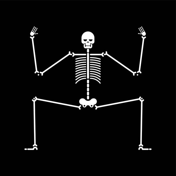 Танец скелета изолирован. Танцы черепа и костей. Векторная иллюстрация
