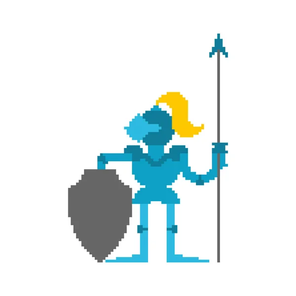 Chevalier Pixel Art Guerrier Blindé Bits Illustration Vectorielle — Image vectorielle