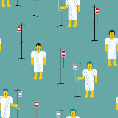 Hastane hasta sorunsuz damlalık desenli. Klinik doku. Hasta adam vektör arka plan