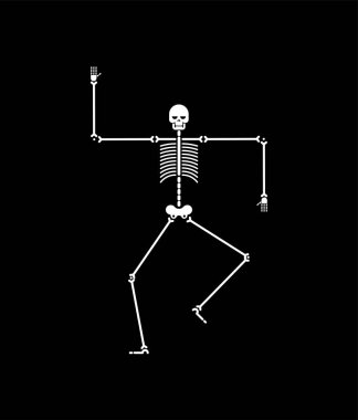 İskelet dans izole. Kafatası ve kemik dansları. Vektör çizim