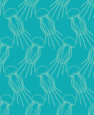 Denizanası desen sorunsuz. Deniz hayvan arka plan vektör  