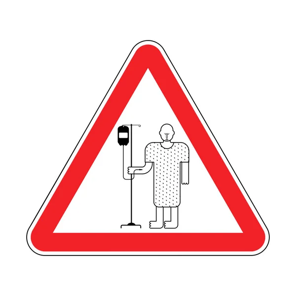 注意病人 落とすと入院患者 注意の赤い道路標識 ベクトル図 — ストックベクタ
