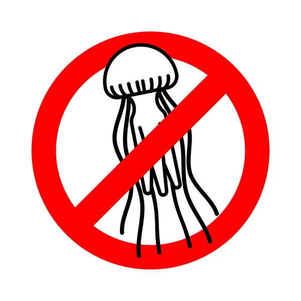 Basta Medusas Señal Roja Prohibida Prohibición Animal Marino Hay Ilustración — Archivo Imágenes Vectoriales