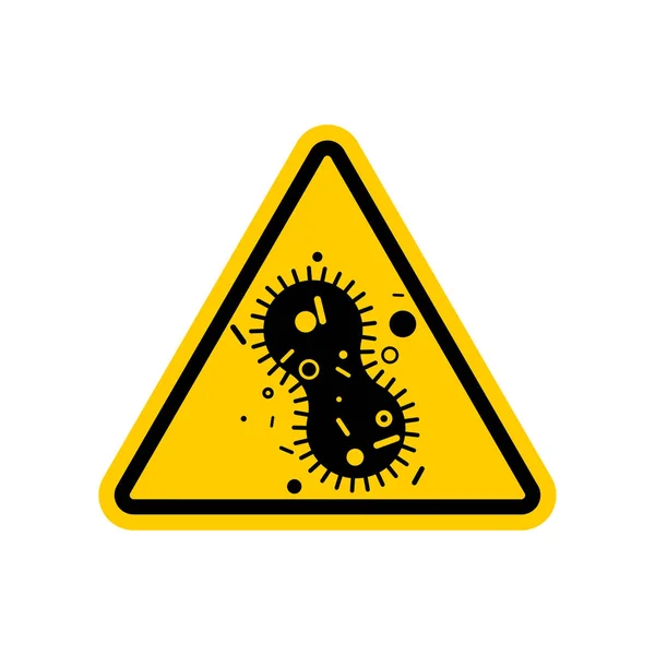 Aufmerksamkeit Virus Bakterium Vorsicht Gelbes Verkehrszeichen Mikroben Pathogene Infektion Zellkrankheit — Stockvektor