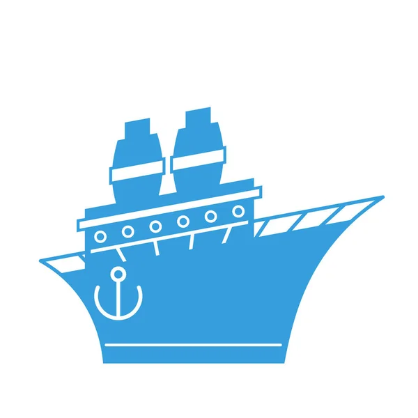 Stoomboot Cartoon Stijl Schip Vectorillustratie Blauwe Boa — Stockvector