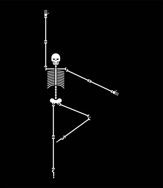 Skelet Dans Izole Kafatası Kemik Dansları Vektör Çizim — Stok Vektör