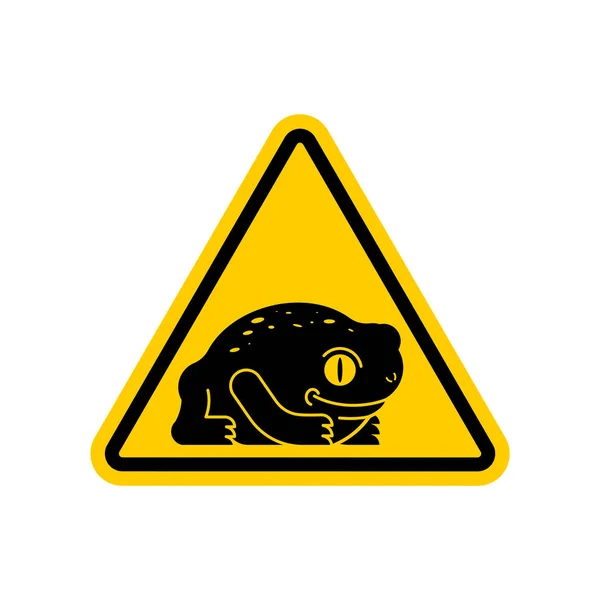 注意青蛙 警告黄路 Signtoad 矢量插图 — 图库矢量图片