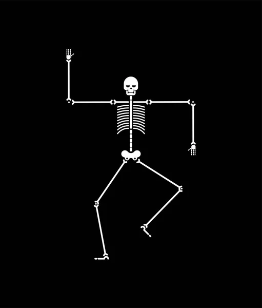 Skeletttanz Isoliert Totenkopf Und Knochen Tanzen Vektorillustration — Stockvektor