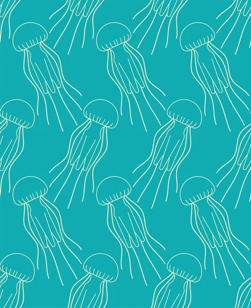 Denizanası desen sorunsuz. Deniz hayvan arka plan vektör  