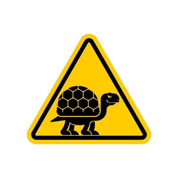 Attention Turtle Caution Tortoise Yellow Road Sign Vector Illustration — Stock Vector
