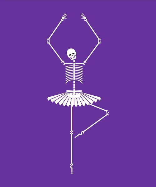 Bailarina Esqueleto Isolado Caveira Ossos Ballet Halloween Vector Ilustração — Vetor de Stock