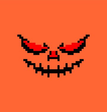 Kabak Cadılar Bayramı Pixel art. Korku sembol 8 bı