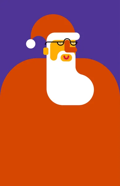 Papai Noel Retrato Barba Bigode Torso Avô Natal Ano Novo — Vetor de Stock