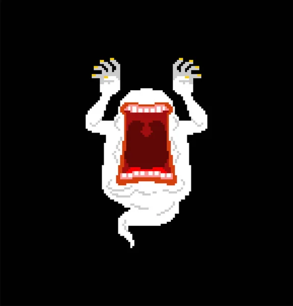 Arte Pixel Fantasma Para Halloween Fantasma Bits Vector Illustratio — Vetor de Stock