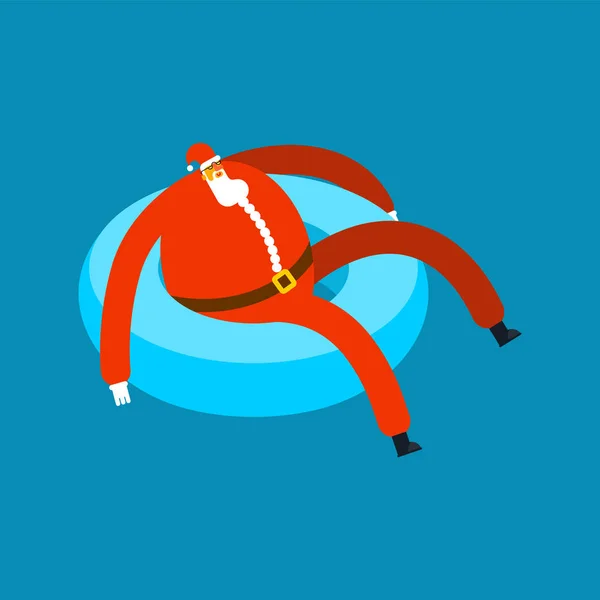 Santa Claus Anillo Inflable Vacaciones Navidad Mar Descanso Relajación Año — Archivo Imágenes Vectoriales