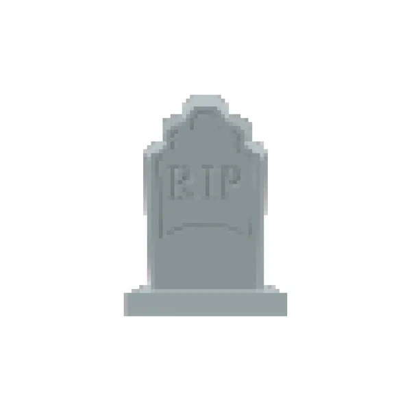 Grafsteen Pixelart Graf Bit Ernstige Halloween Rip Begraafplaats Vectorillustratie — Stockvector