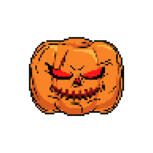 Pumpkin Halloween Pixel Art Horror Symbol — Stock Vector