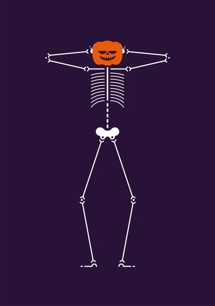Skeleton Pumpkin Halloween Horror Character Vector Illustratio — Stock Vector