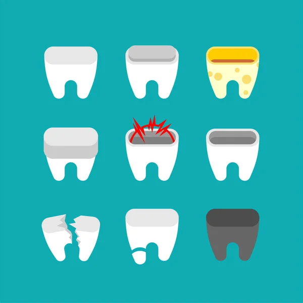 Dentes Doentes Cárie Dente Partido Ilustração Vetor Dentário — Vetor de Stock