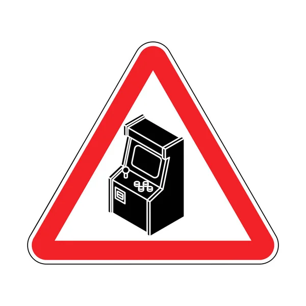 Внимание Старая Аркадная Машина Предупреждение Ретро Видеоигры Gaming Красный Дорожный — стоковый вектор