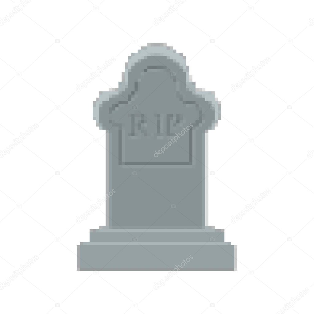 RIP pixel art. Tomb 8 bit. Gravestone Halloween. Grave Cemetery vector illustration
