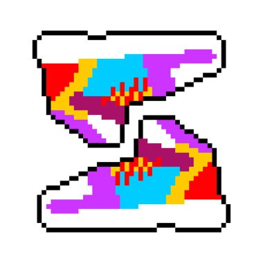 Spor ayakkabı piksel sanat. Spor ayakkabı 8 bit. Vektör çizim