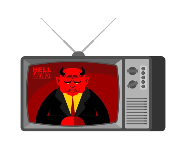 Staré Televize News Peklo Satan Novinář Vysílání Ďábel Moderátor Televizním — Stockový vektor