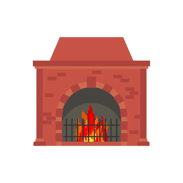 Chimenea Aislada Calentada Casa Fuego Ilustración Del Vector — Archivo Imágenes Vectoriales