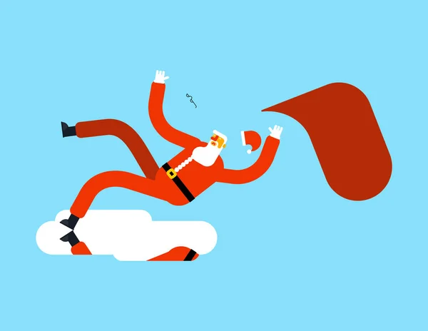 Père Noël Glissé Sur Glace Grand Père Route Glissante Hiver — Image vectorielle