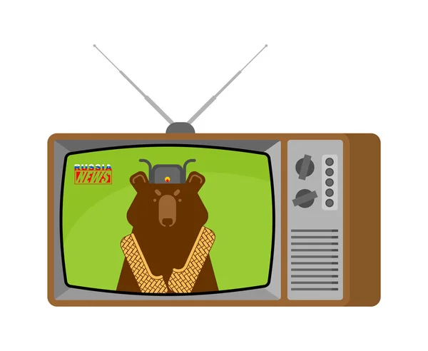 Rússia Notícias Televisão Antiga Jornalista Russo Radiodifusão Apresentador Ursos Estúdio — Vetor de Stock