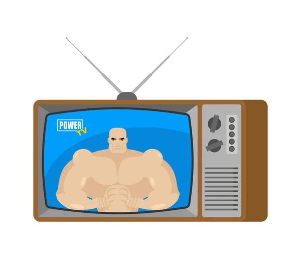 Δύναμη Παλιά Τηλεόραση Δημοσιογράφος Ραδιοφωνική Αναμετάδοση Bodybuilder Αθλητικός Τύπος Συντονιστής — Διανυσματικό Αρχείο
