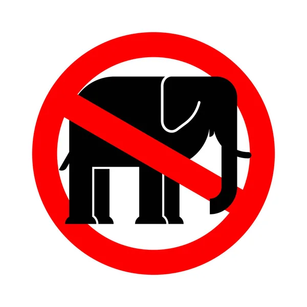 Zastavte Slona Ban Afrických Zvířat Červené Zápůrčí Dopravní Značka Nebezpečí — Stockový vektor
