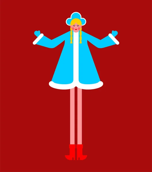 雪少女 祖父弗罗斯特在俄罗斯的孙女 新年女孩 全国传统民俗节日妇女身穿蓝色服装 — 图库矢量图片