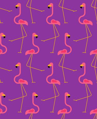 Pembe flamingo desen sorunsuz. Kuş uzun bacakları ve boyun arka plan