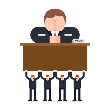 İşçiler patron taşırlar. Lider kavramı iş illüstrasyon