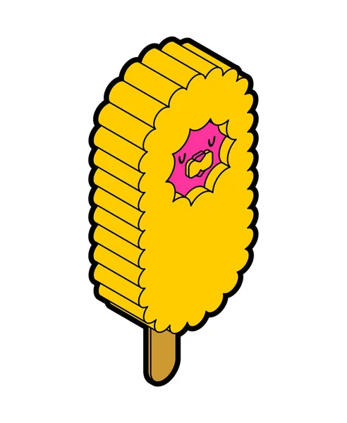 スティックにラマ アイス クリーム アルパカ エスキモー かわいい動物の甘さの漫画のベクトル — ストックベクタ