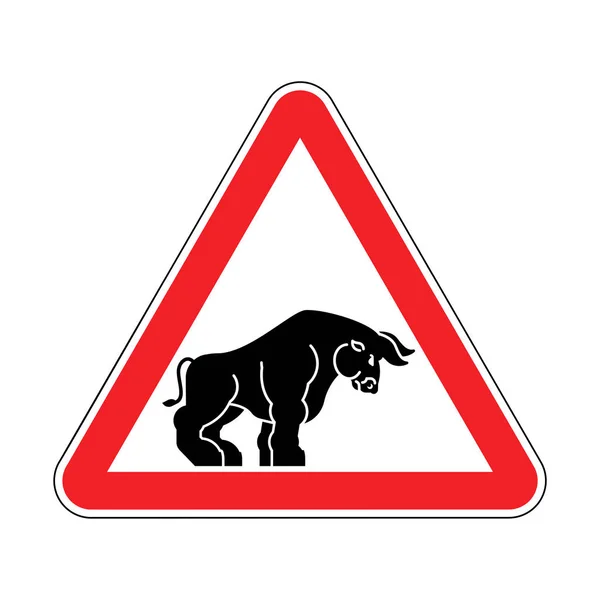 Dikkat Boğa Dikkat Buffalo Kırmızı Yol Işaret Tehlike — Stok Vektör